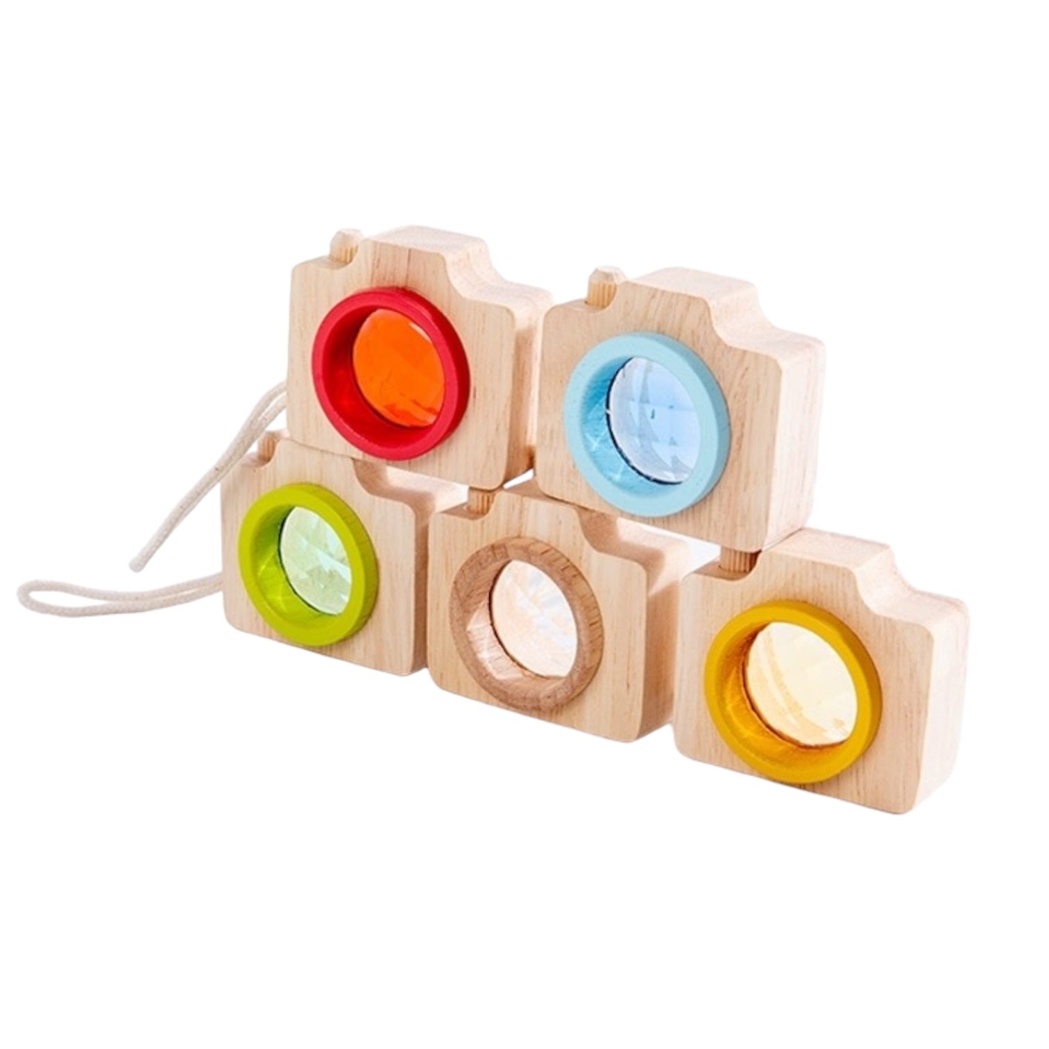 5 Pcs Mini Gemmed Wooden Camera Kaleidoscope - The Nurturing Nook