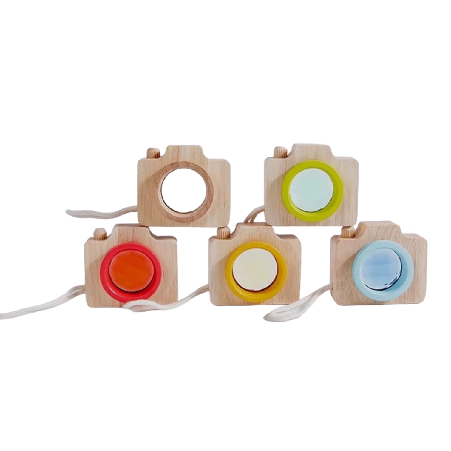 5 Pcs Mini Gemmed Wooden Camera Kaleidoscope - The Nurturing Nook