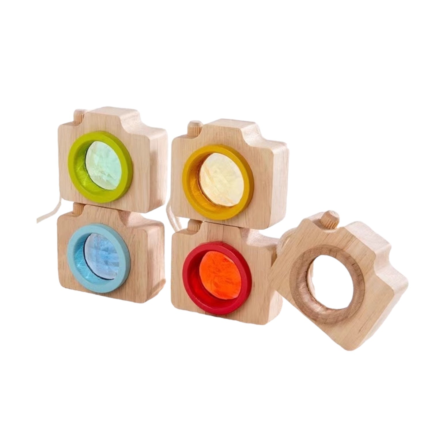 5 Pcs Mini Gemmed Wooden Camera Kaleidoscope - The Nurturing Nook