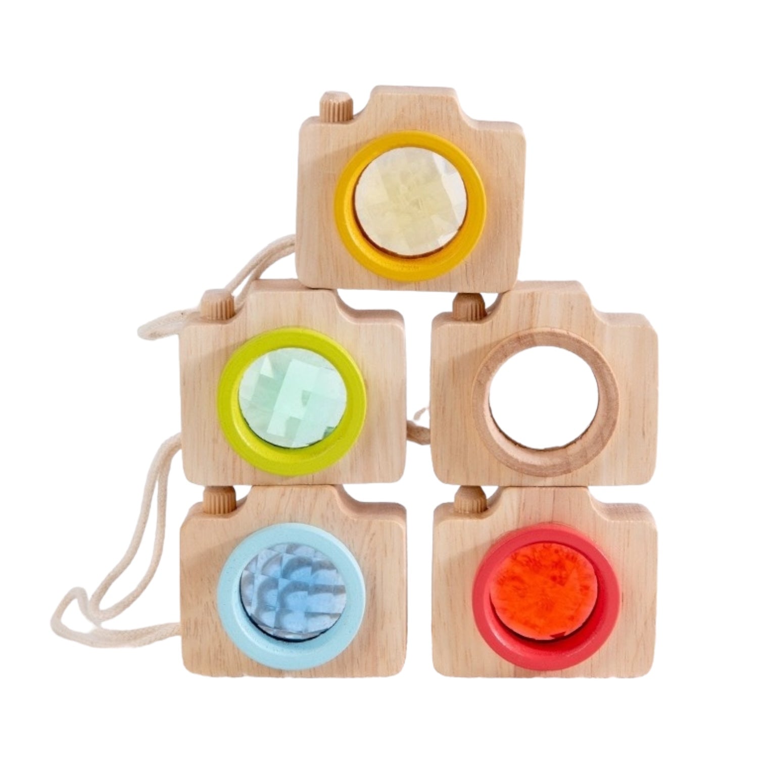 5 Pcs Mini Gemmed Wooden Camera Kaleidoscope - The Nurturing Nook