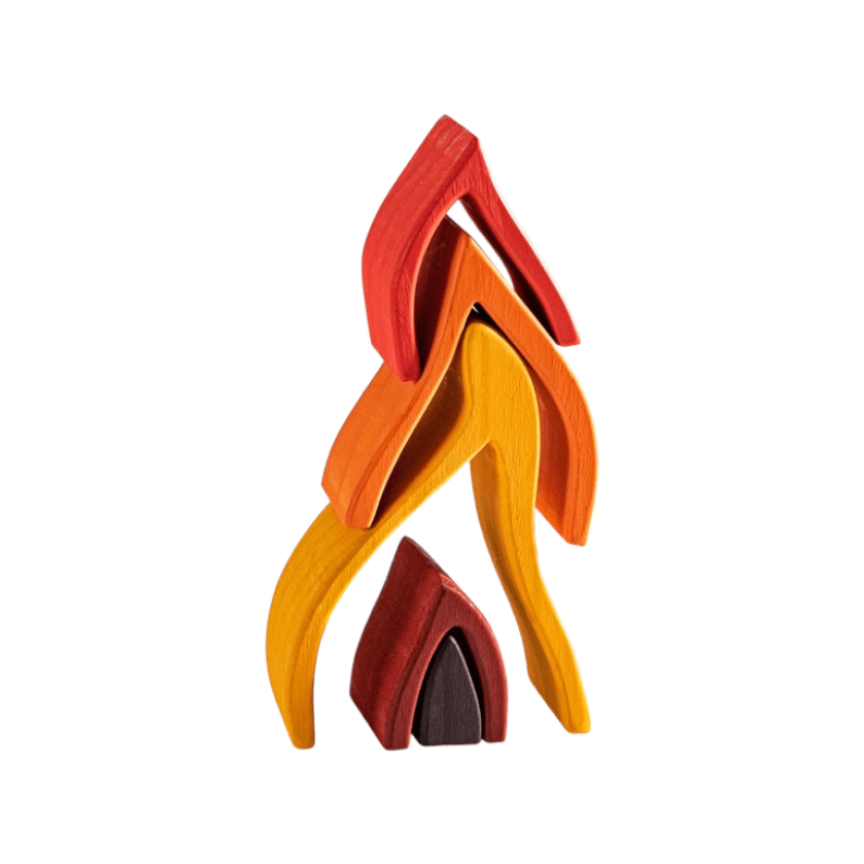 5 Pcs Wooden Fire Stacking Blocks - The Nurturing Nook