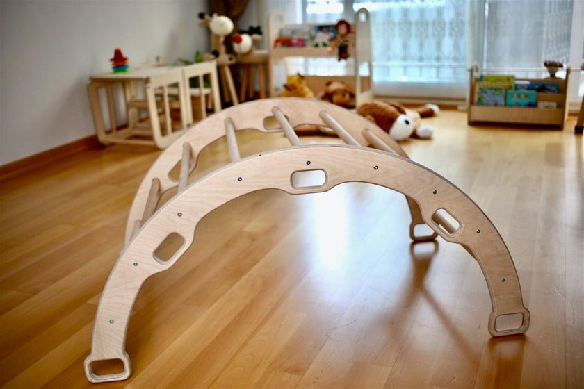 5 Piece Climbing Set: Climbing Triangle / Arch Rocker, XL Pillow and 2 Ramps - The Nurturing Nook