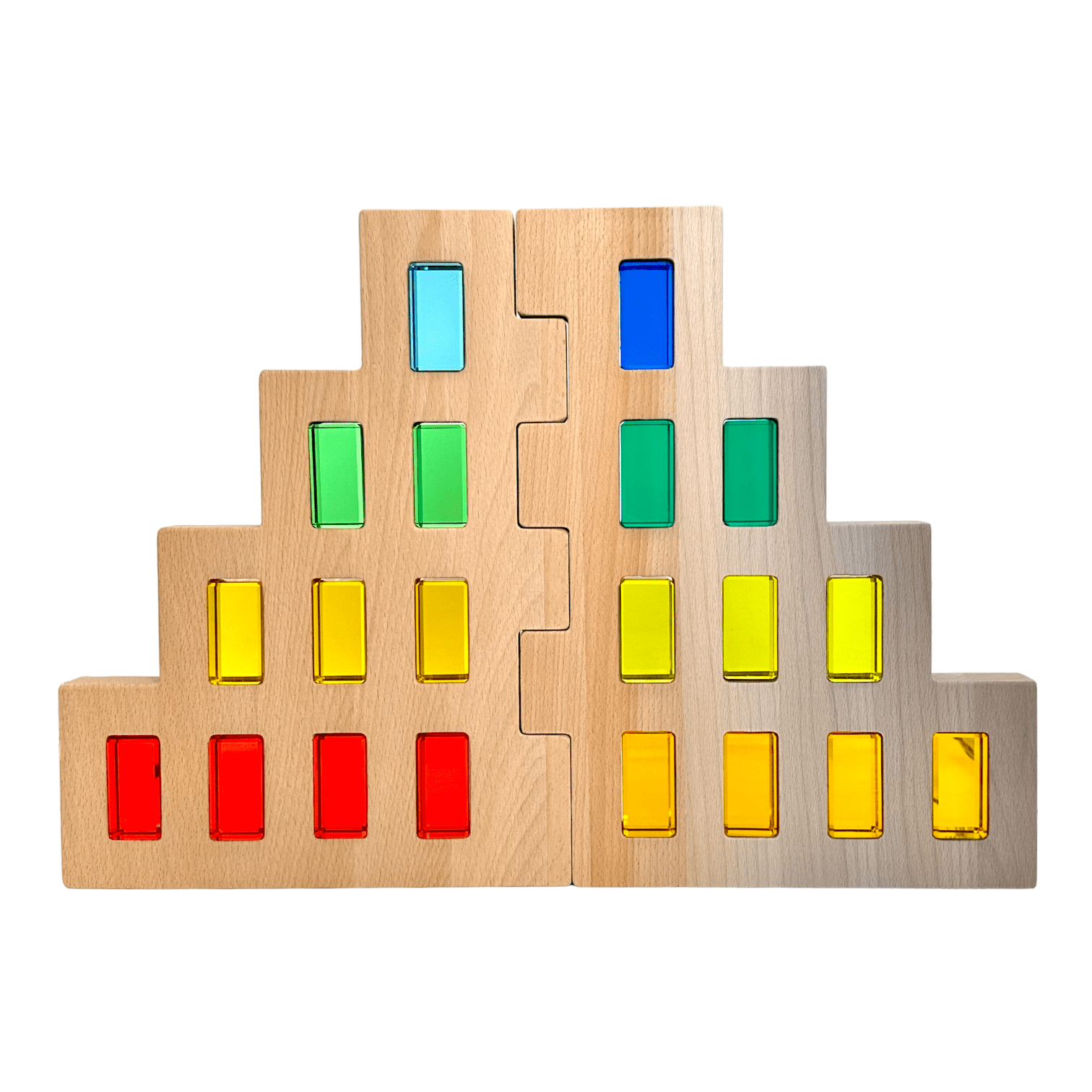 50 Pcs Rainbow Crystal Clear Translucent Rectangular Lucite Building Blocks Set with Storage Tray - The Nurturing Nook