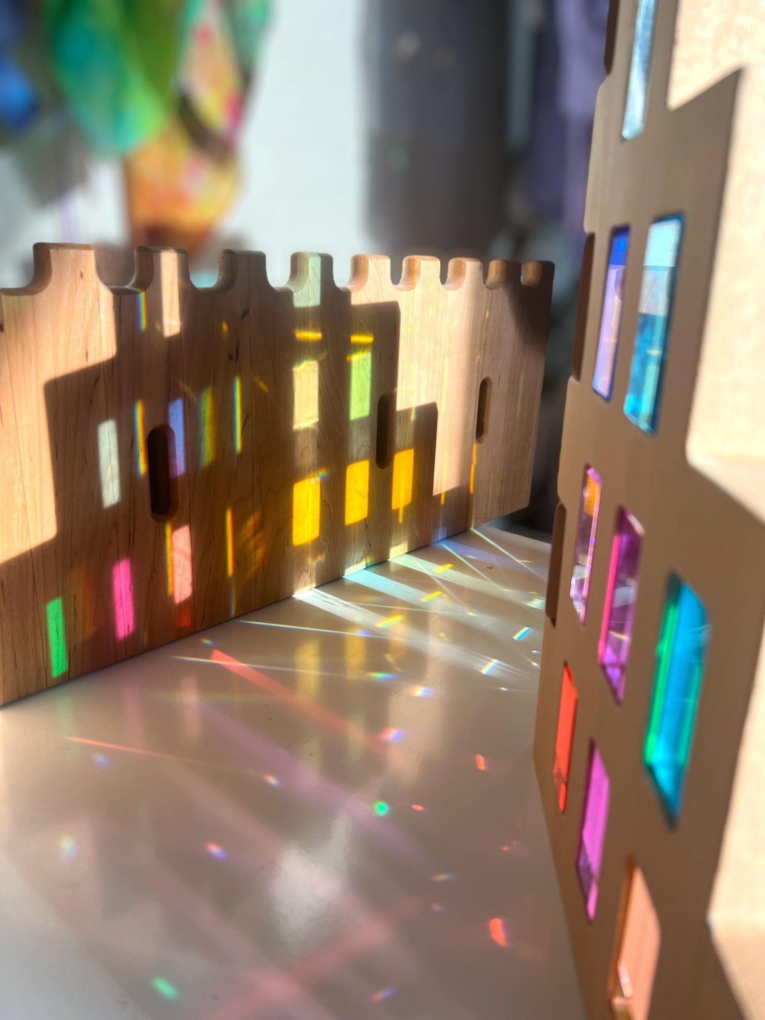 50 Pcs Rainbow Crystal Clear Translucent Rectangular Lucite Building Blocks Set with Storage Tray - The Nurturing Nook