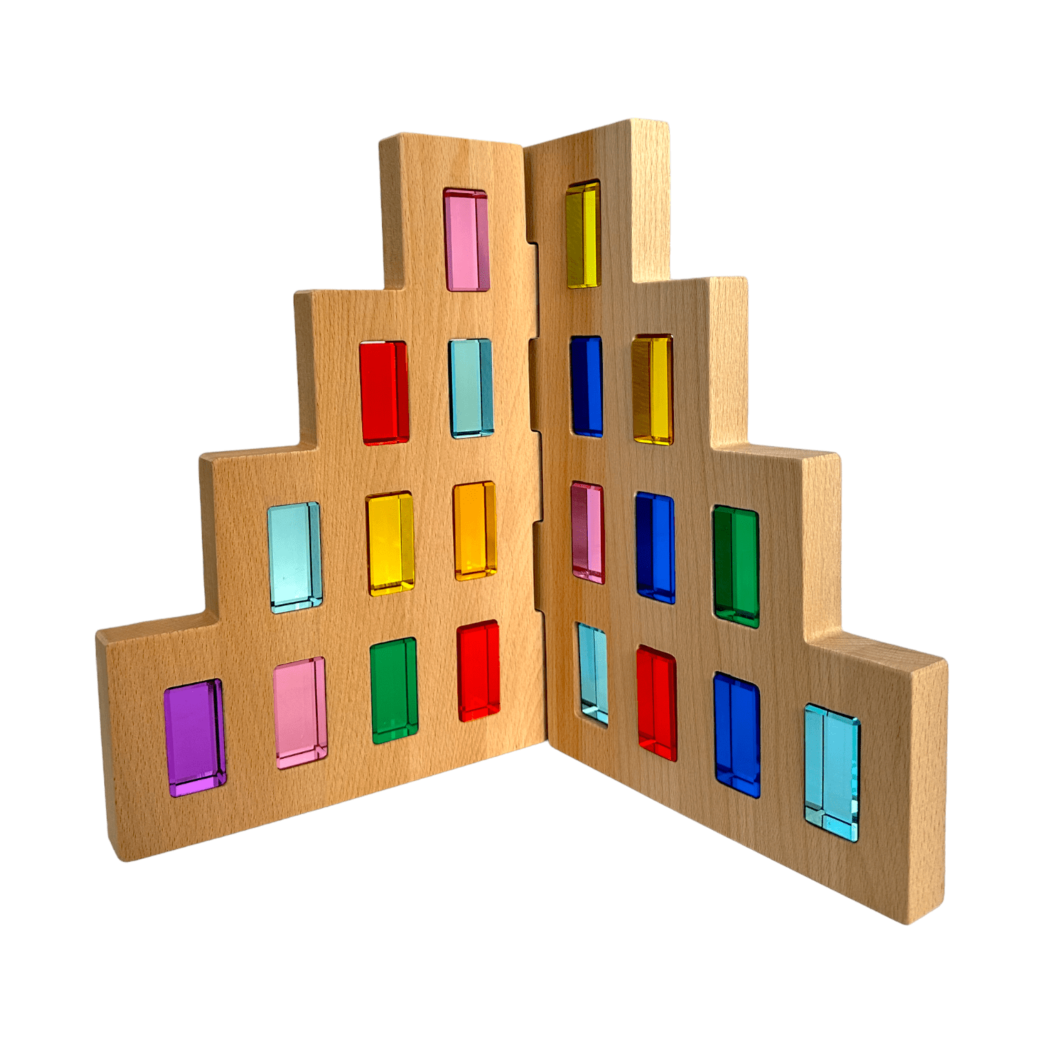 50 Pcs Rainbow Crystal Clear Translucent Rectangular Lucite Building Blocks Set with Storage Tray - The Nurturing Nook