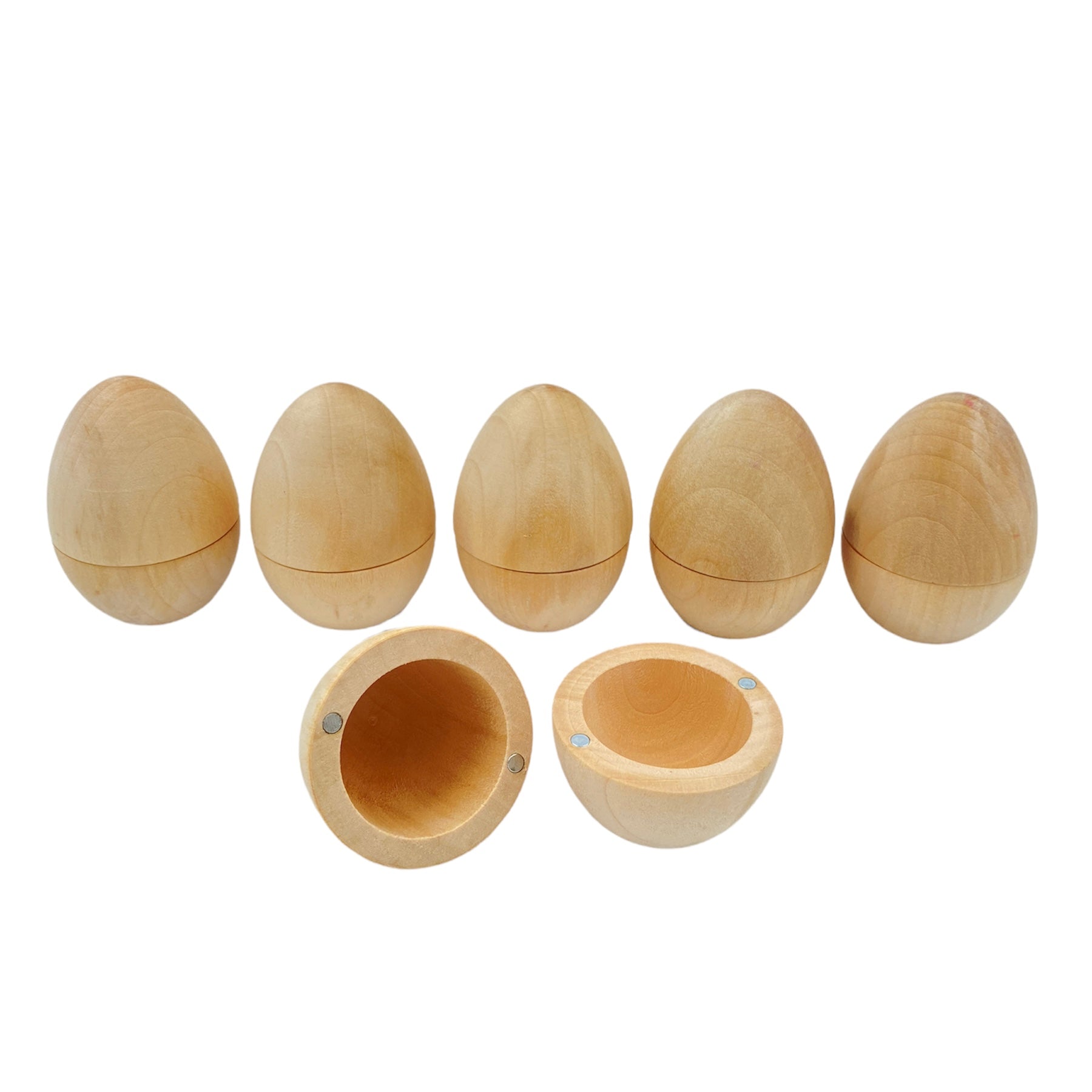 6 Pcs Magnetic Natural Wooden Eggs - The Nurturing Nook