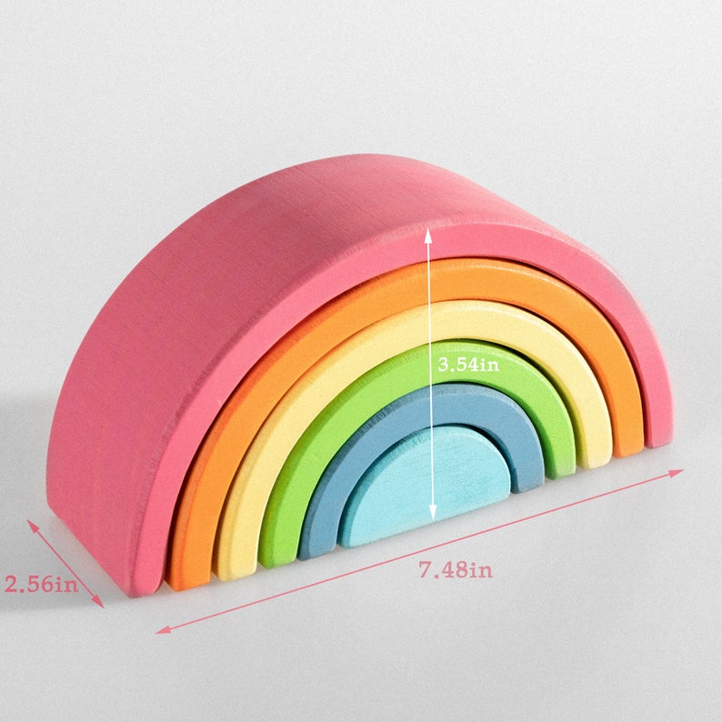 6 Pcs Small Rainbow Stacking Blocks in Pastel/Macaron Colors - The Nurturing Nook