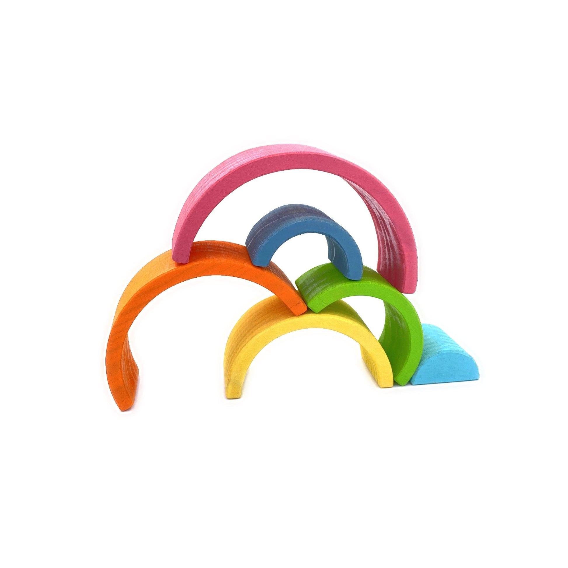 6 Pcs Small Rainbow Stacking Blocks in Pastel/Macaron Colors - The Nurturing Nook