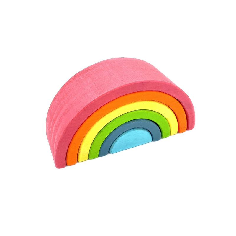 6 Pcs Small Rainbow Stacking Blocks in Macaron Colors