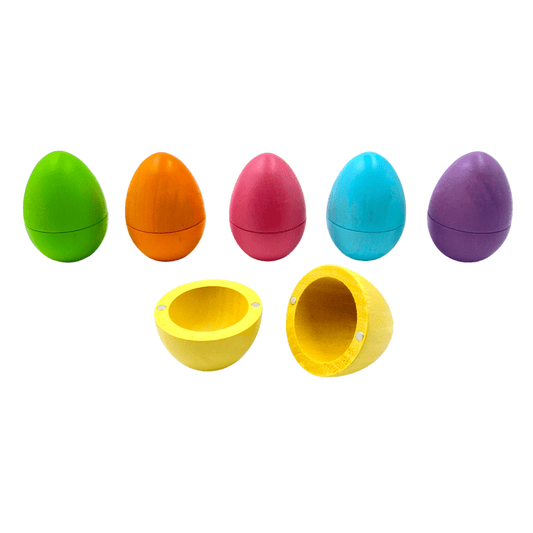 6 Pcs STAINED Magnetic Wooden Eggs in Pastel/Macaron Colors - The Nurturing Nook