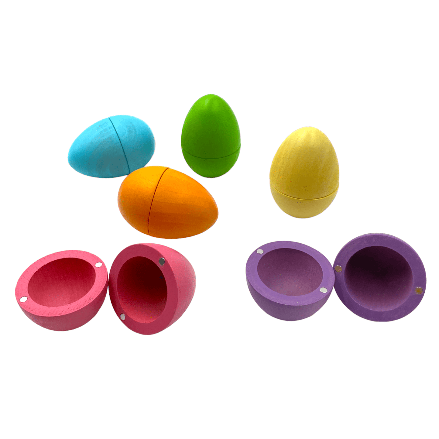 6 Pcs STAINED Magnetic Wooden Eggs in Pastel/Macaron Colors - The Nurturing Nook