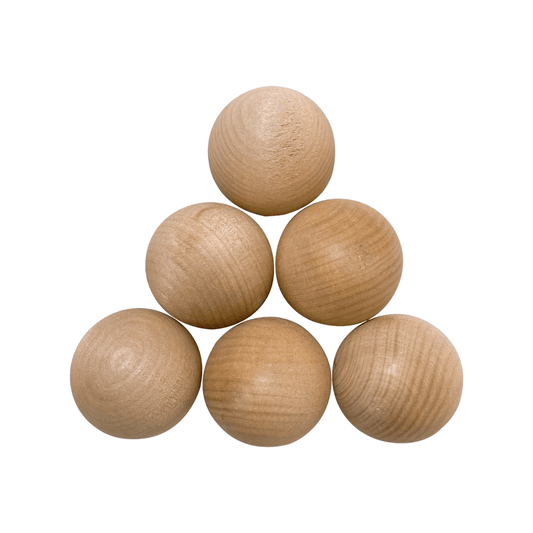 6 Pcs Wooden Balls in Natural Color Diameter 1.8 inches - The Nurturing Nook
