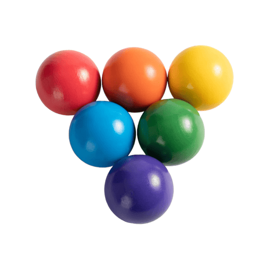 6 Pcs Wooden Balls in Rainbow Colors Diameter 1.8 Inches - The Nurturing Nook