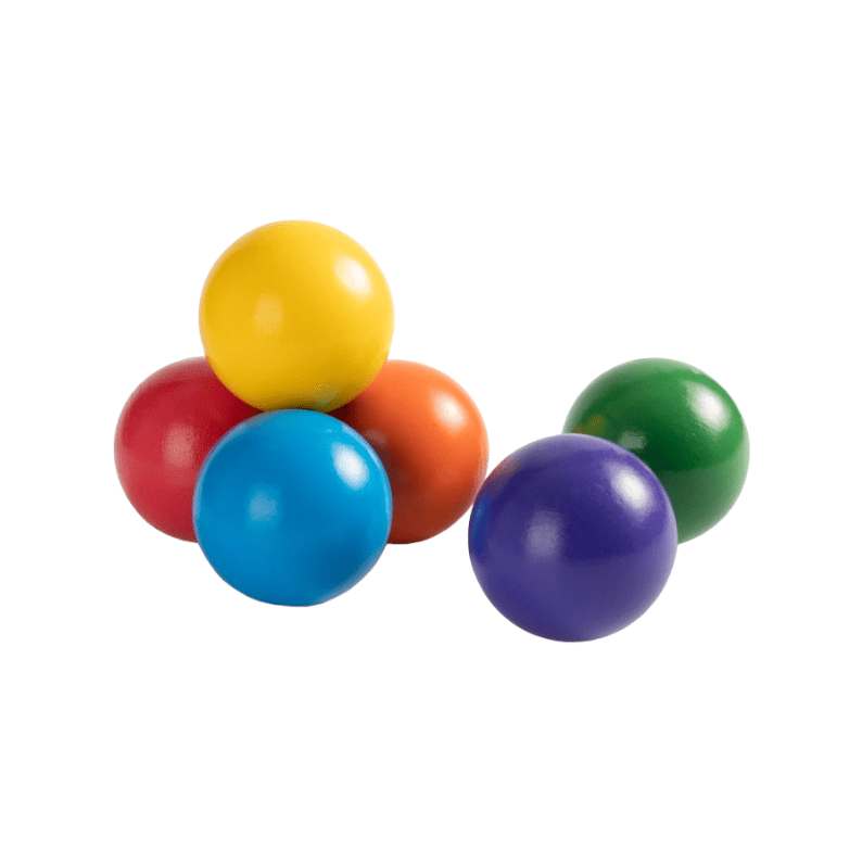 6 Pcs Wooden Balls in Rainbow Colors Diameter 1.8 Inches - The Nurturing Nook