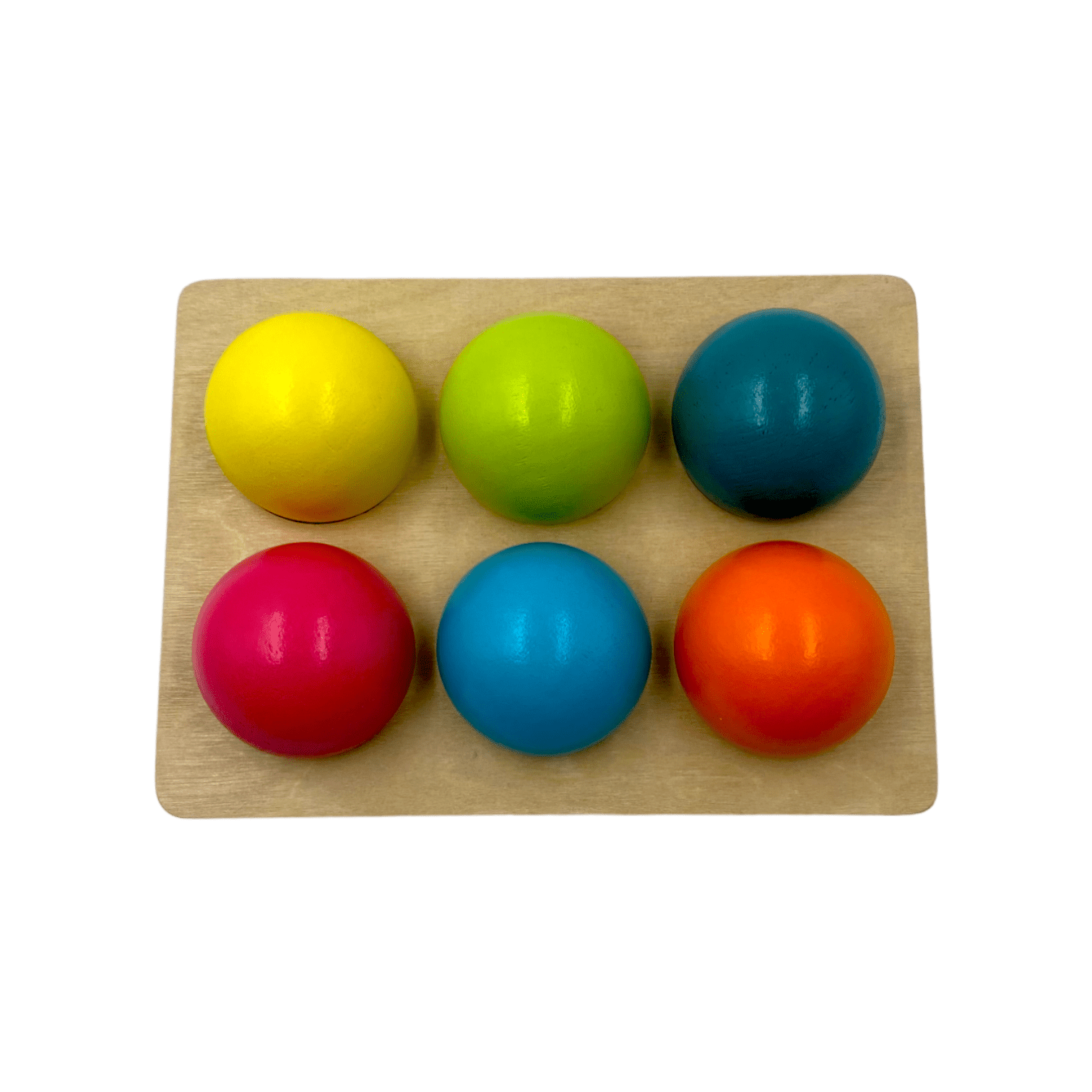 6 Pcs Wooden Balls with Tray in Pastel/Macaron Colors Diameter 1.8 Inches - The Nurturing Nook
