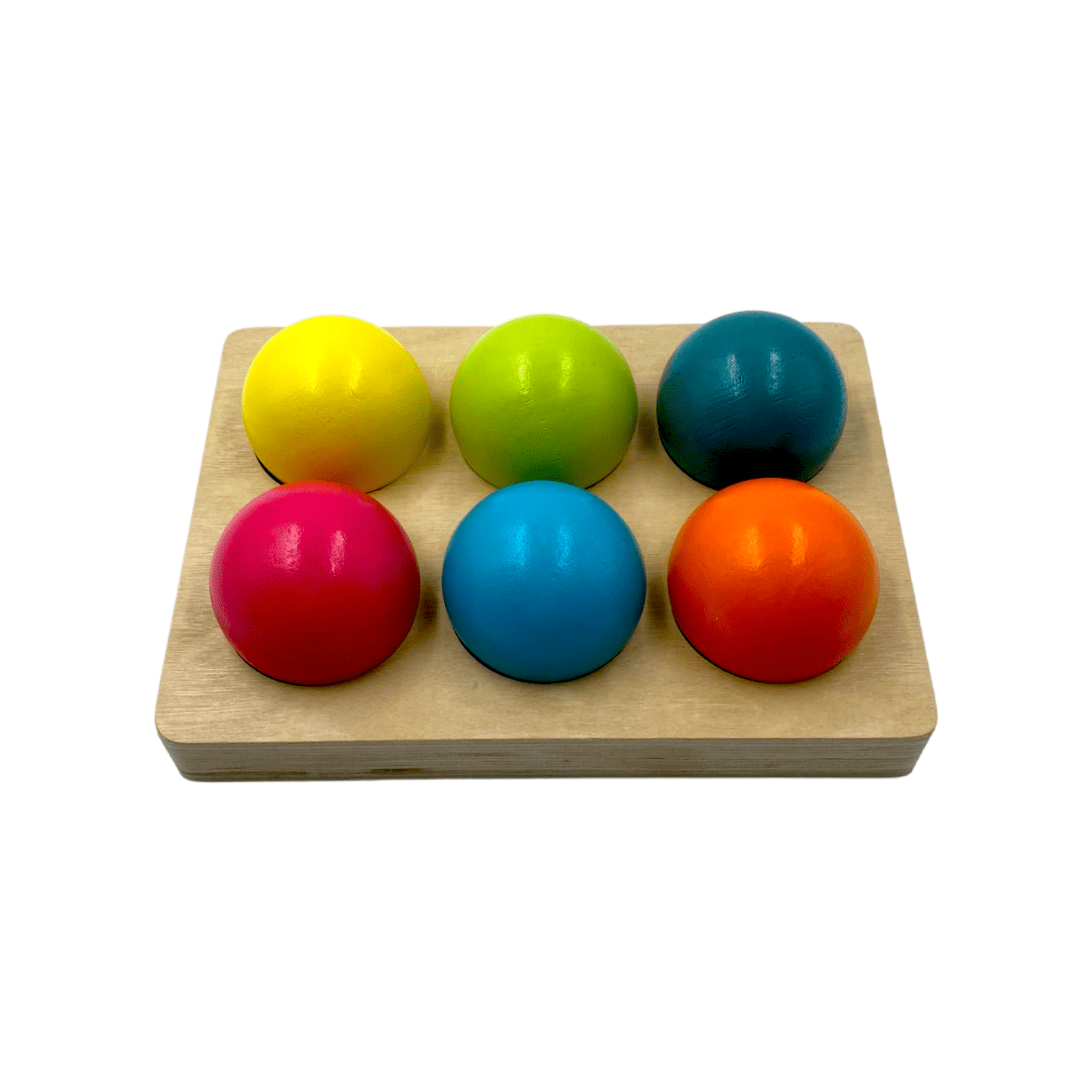 6 Pcs Wooden Balls with Tray in Pastel/Macaron Colors Diameter 1.8 Inches - The Nurturing Nook