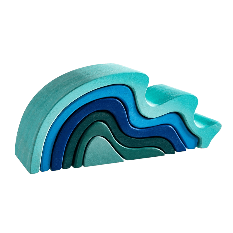 6 Pcs Wooden Water Wave Stacking Blocks - The Nurturing Nook