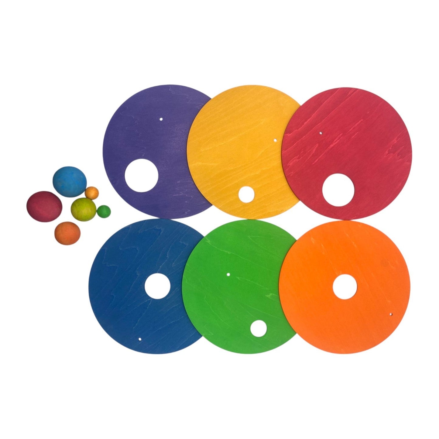 6 - Piece Rolling Discs Set for Stepping Stones – Includes 6 Wooden Balls in Varying Sizes - The Nurturing Nook