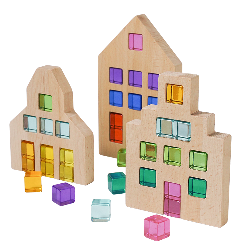 **Pre-order (Ships in 3-4 weeks)** 3 Pcs Wooden Window Houses ONLY