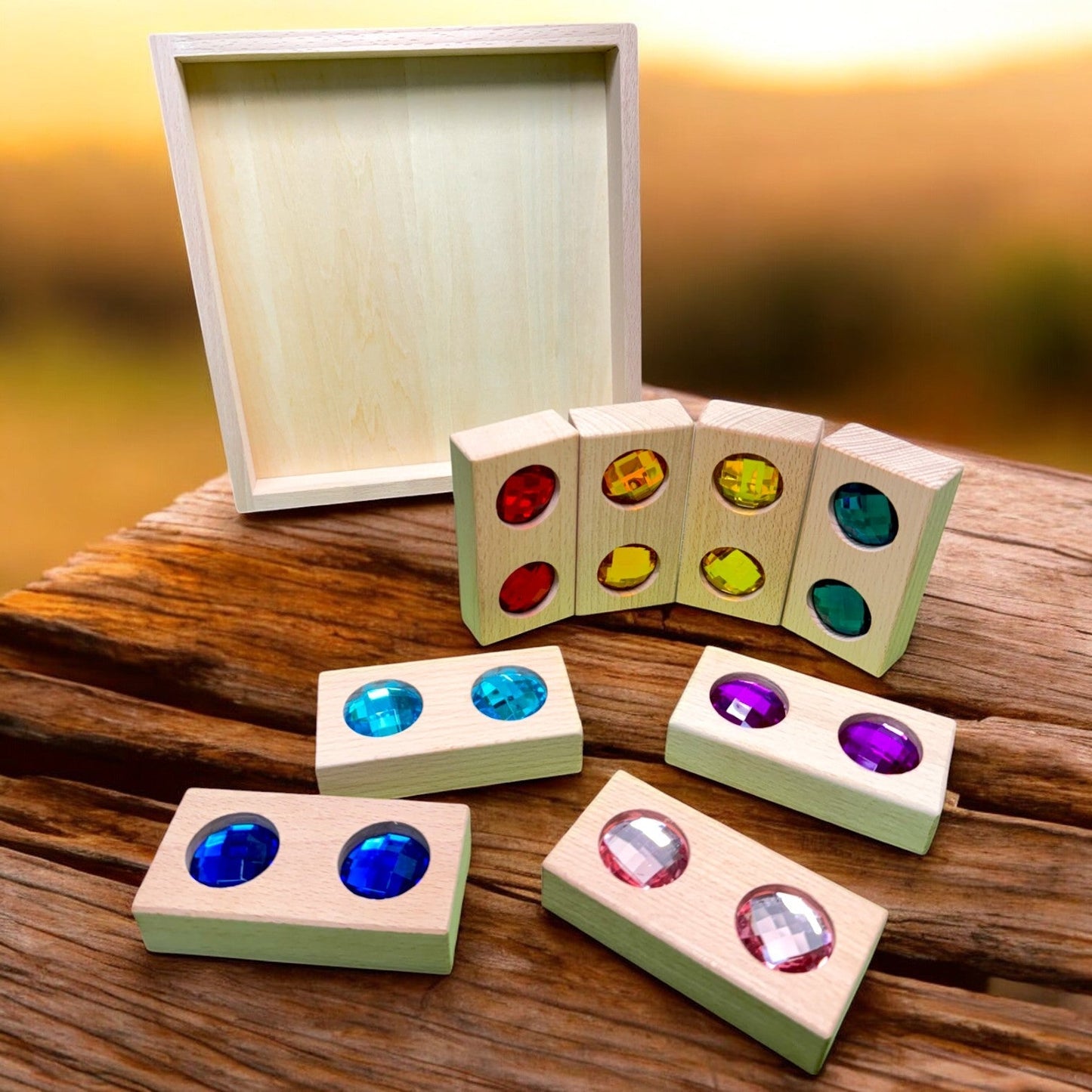 8 Pcs Rectangular Gemmed Blocks with Storage Tray - The Nurturing Nook