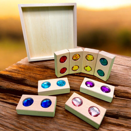 8 Pcs Rectangular Gemmed Blocks with Storage Tray - The Nurturing Nook