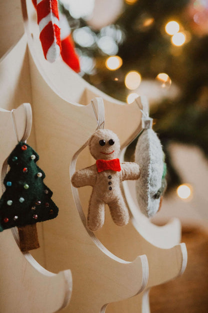 Wooden Christmas Tree & Felt Ornaments