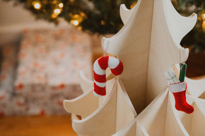 Wooden Christmas Tree & Felt Ornaments