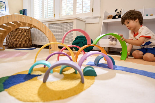 Rainbow wooden blocks for toddlers – Montessori stacking set