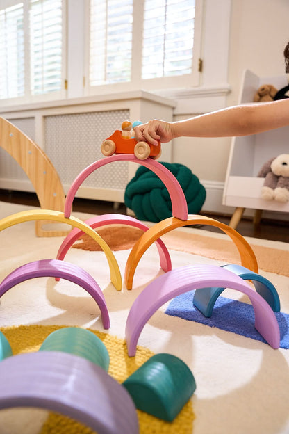 Rainbow wooden blocks for toddlers – Montessori stacking set