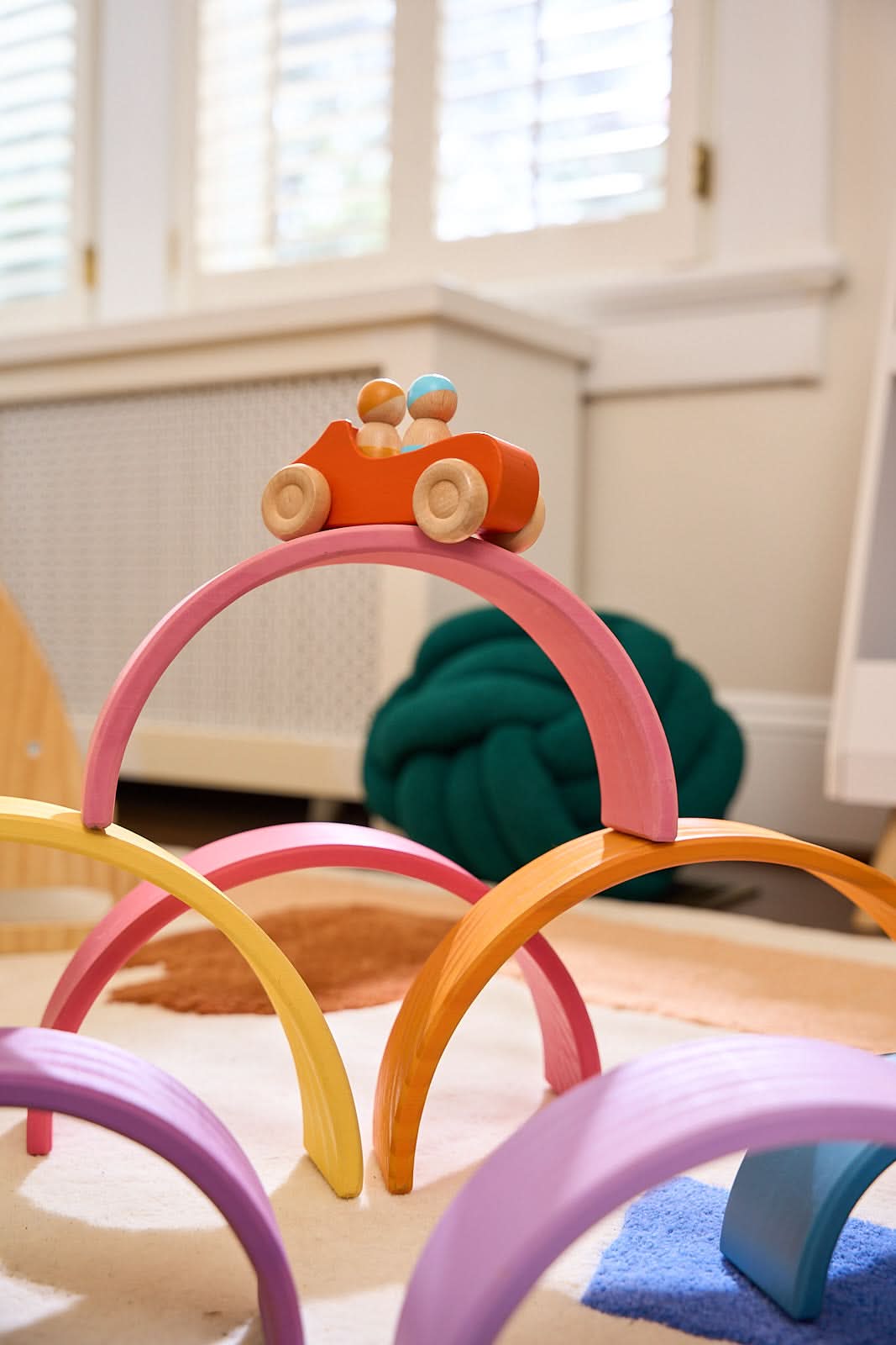 Rainbow wooden blocks for toddlers – Montessori stacking set