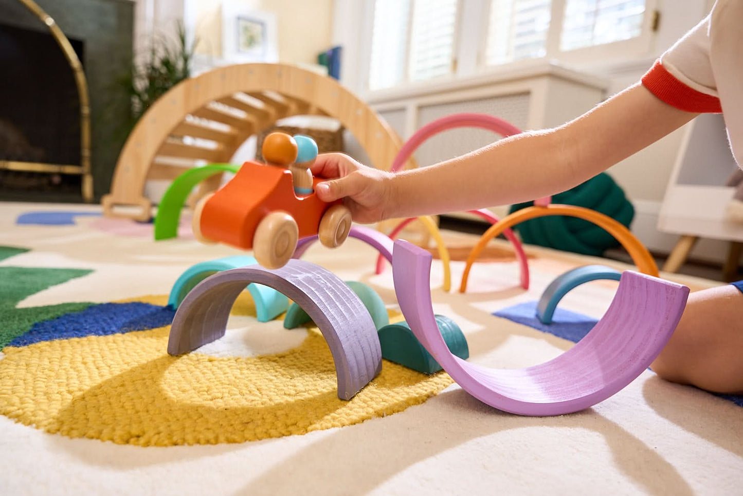 Rainbow wooden blocks for toddlers – Montessori stacking set