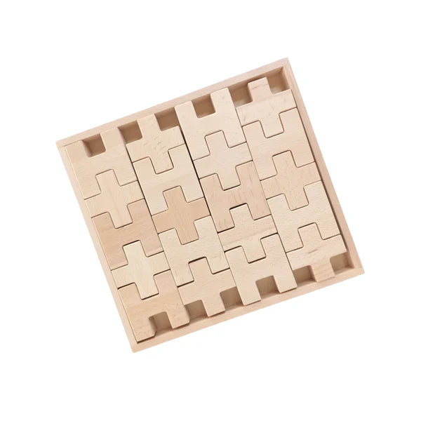 **Pre-order (Ships in 2-3 weeks)** 20 Pcs Wooden H and + Shape Blocks Set with Storage Tray