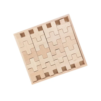 **Pre-order (Ships in 2-3 weeks)** 20 Pcs Wooden H and + Shape Blocks Set with Storage Tray