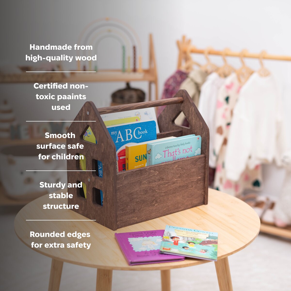 Dark Walnut Montessori Book Shelves