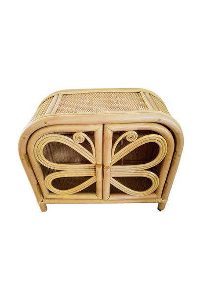 Rattan Doll Clothes Wardrobe | Boho Butterfly Dresser for Kids | Eco-Friendly Nursery Decor