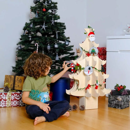 Wooden Christmas Tree & Felt Ornaments