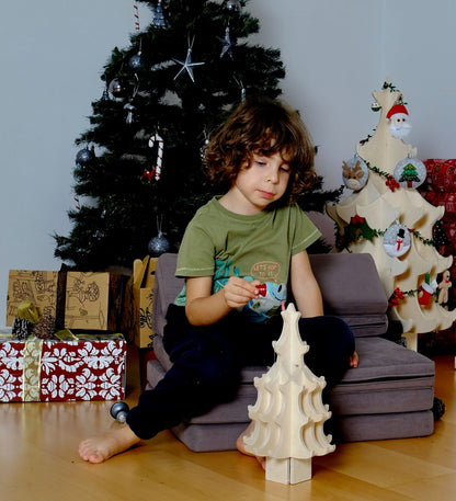 Wooden Christmas Tree & Felt Ornaments