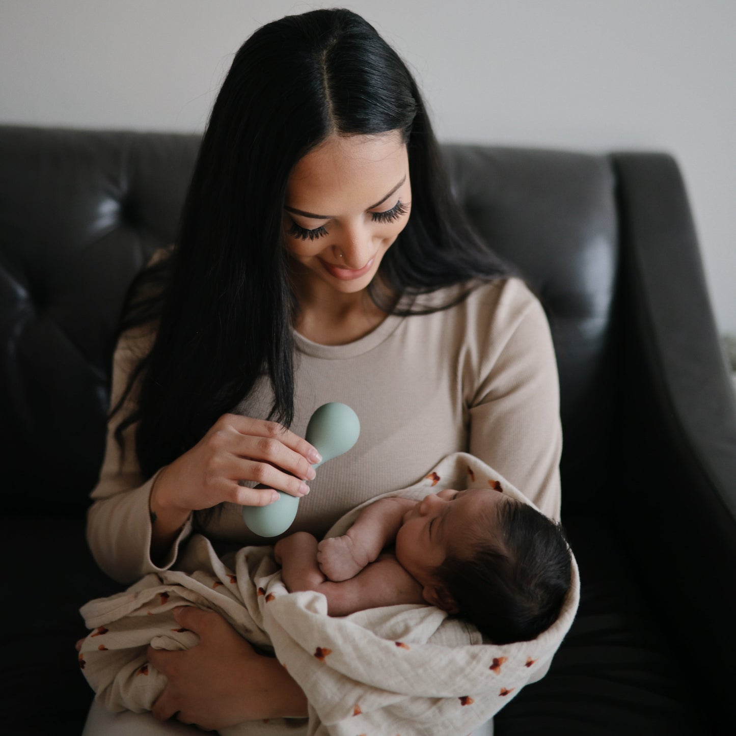 Silicone baby rattle toy for fine motor skills infants