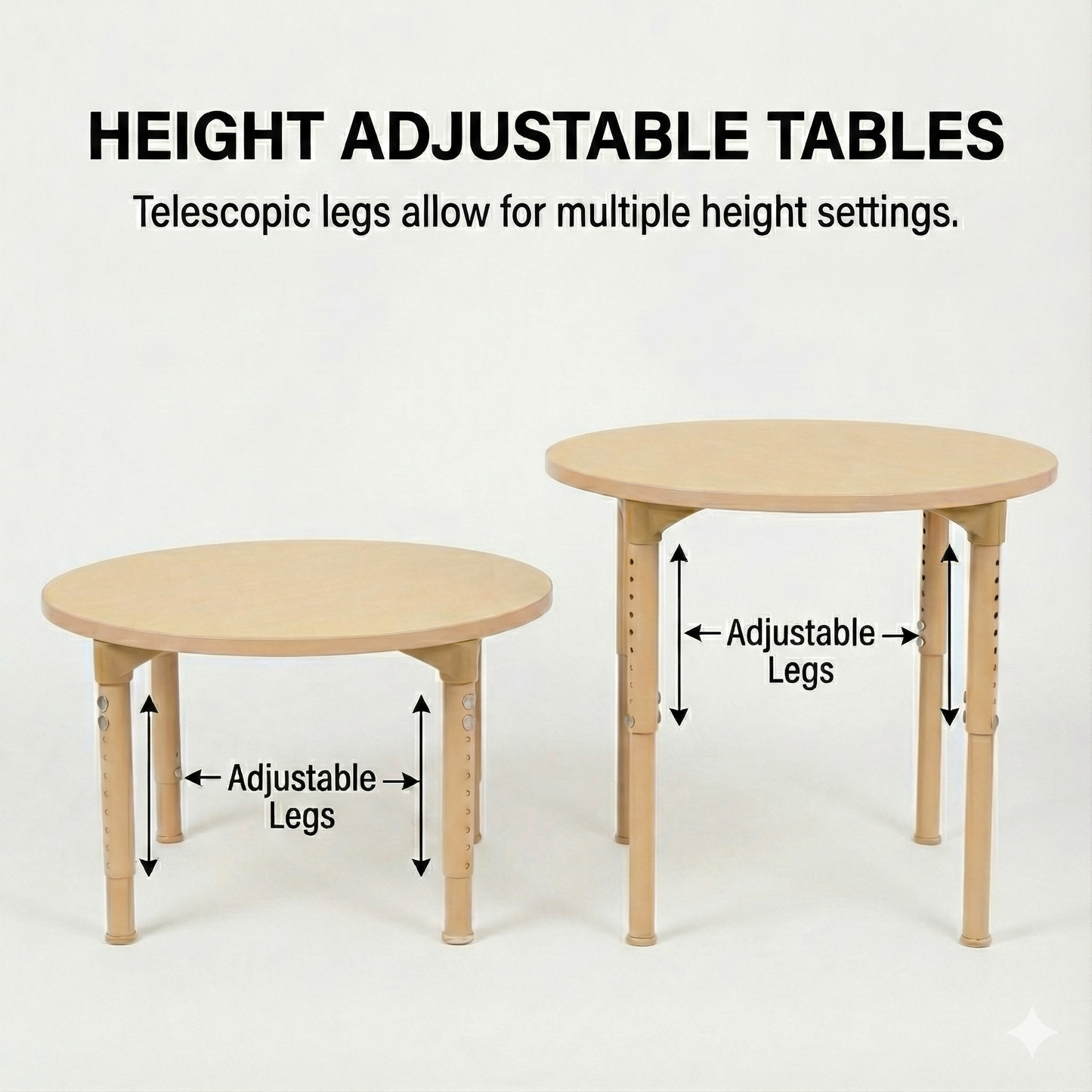 Rectangular Adjustable Kids Table – 13" to 17" Height | Toddler & Preschool Classroom Activity Table