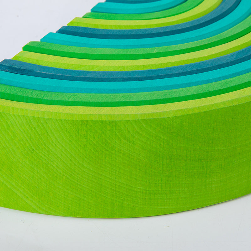 **Pre-order (Ships in 2-3 Weeks)** 12 Pcs STAINED Large Basswood Rainbow Stacking Blocks Meadow Green