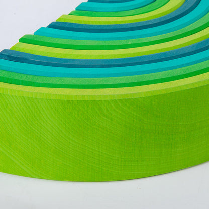 **Pre-order (Ships in 2-3 Weeks)** 12 Pcs STAINED Large Basswood Rainbow Stacking Blocks Meadow Green