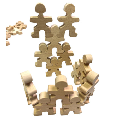 **Pre-order (Ships in 2-3 Weeks)**32 Pcs Wooden Little Balancing People Stacking Set
