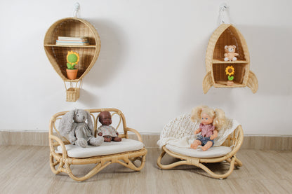 The Heirloom Doll Couch | Boho Montessori Doll Furniture | Eco-Friendly Pretend Play Sofa for Dolls