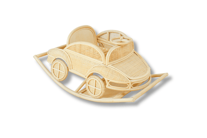 Vintage Inspired Rattan Rocking Car for Toddlers