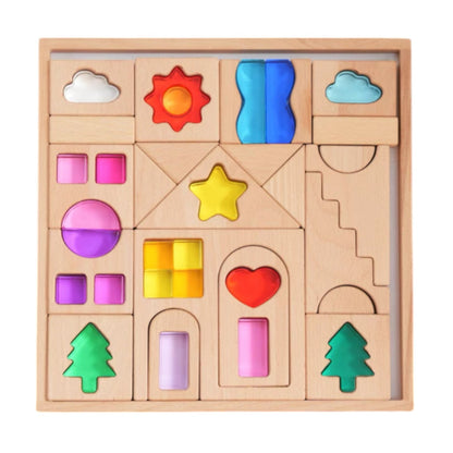 **Pre-order (Ships in 2-3 weeks)** 45-Piece Dreamlight Village Lucite Block Set with Wooden Tray