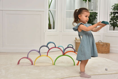 Rainbow wooden blocks for toddlers – Montessori stacking set