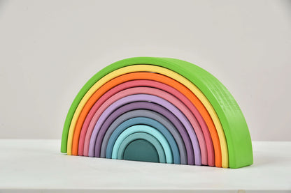 Rainbow wooden blocks for toddlers – Montessori stacking set