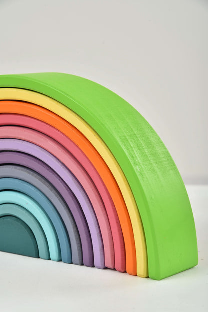 Rainbow wooden blocks for toddlers – Montessori stacking set