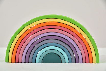 Rainbow wooden blocks for toddlers – Montessori stacking set