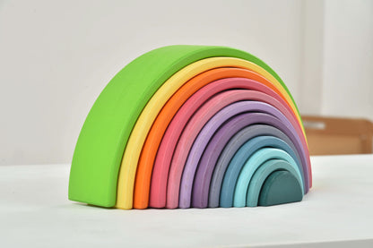 Rainbow wooden blocks for toddlers – Montessori stacking set